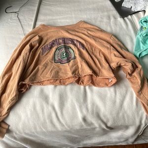 burnt orange graphic cropped long sleeve